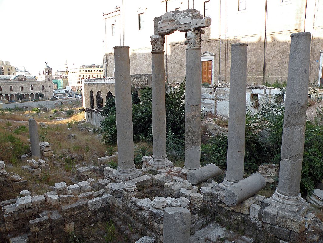 Beirut 22 Roman Ruin Columns In Garden Of Forgiveness With St Georges Greek Orthodox Cathedral_edited-1 